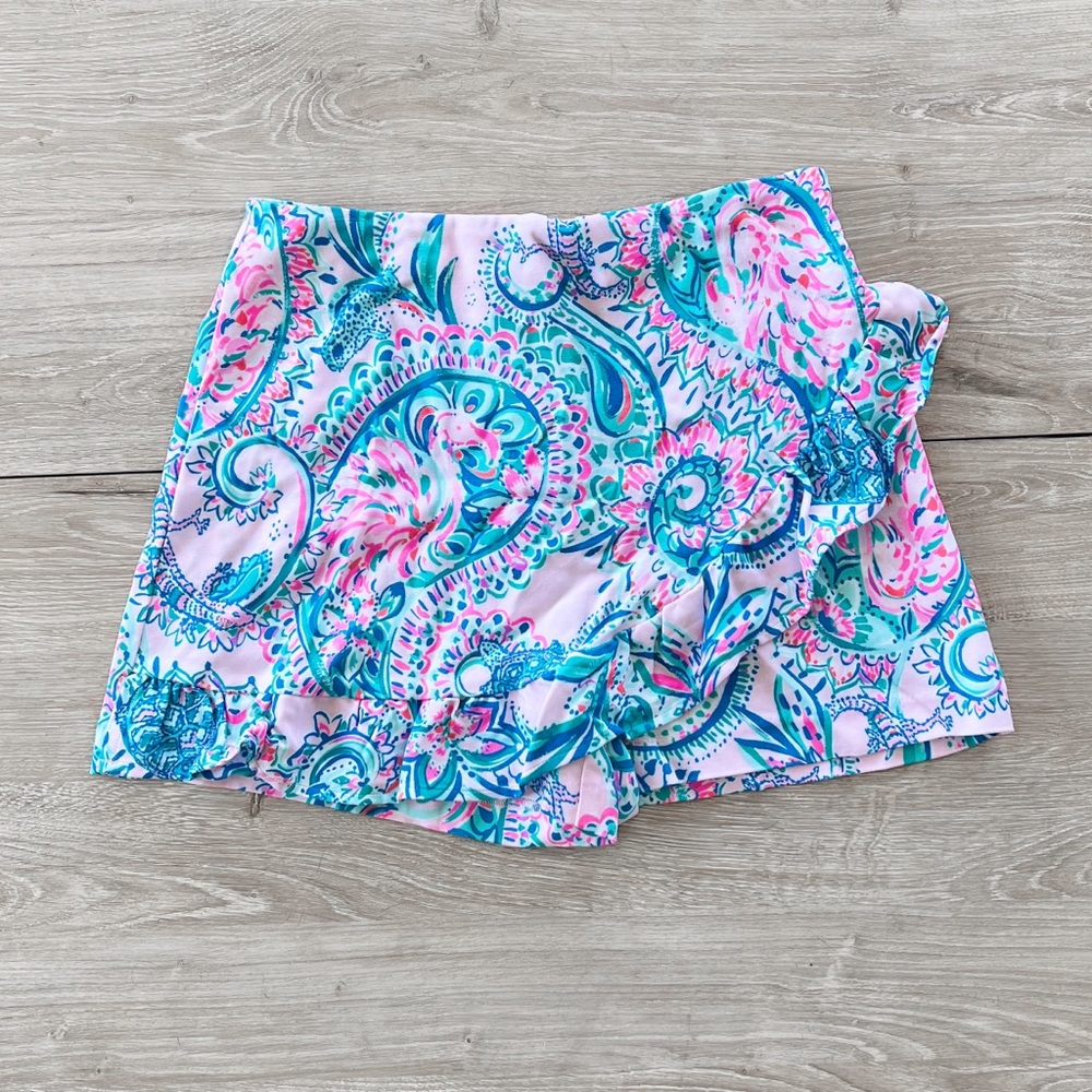Lilly Pulitzer Faye Skort Womens Sz 4 Retired Print Pink Tropics Tangerine Dream